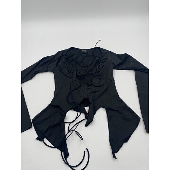 Cape Clique Black Crop Top Drawstring Women Small - Picture 1 of 15